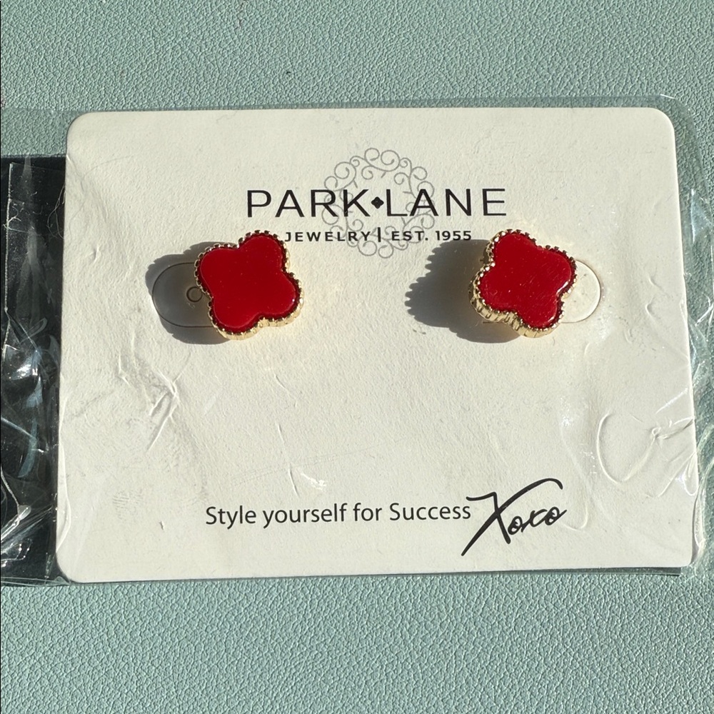 Park Lane Red and Gold Clover Earrings